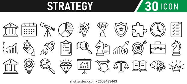 Strategy icons set in liner style