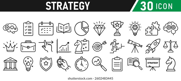 Strategy icons set in liner style