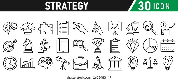 Strategy icons set in liner style
