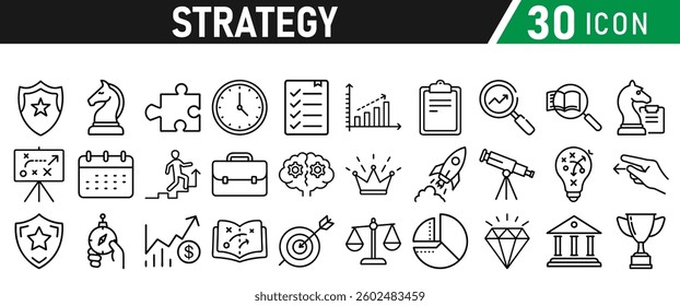 Strategy icons set in liner style