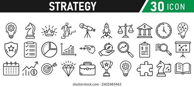 Strategy icons set in liner style