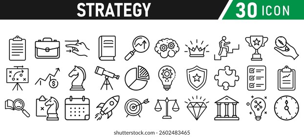 Strategy icons set in liner style
