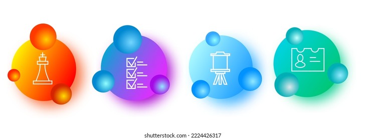 Strategy icons set. Poll, king, chess, productive, billboard, passport, employee. Strategy concept. Gradientstyle. Vector line icon for business.