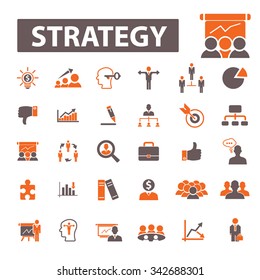 Strategiesymbole, Zeichen, Vektorkonzept-Set für Infografiken, Mobil, Website, Anwendung
