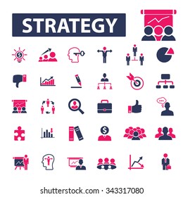 iconos de estrategia, conjuntos de conceptos vectoriales de signos para infografías, móviles, sitios web, aplicaciones
