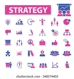 strategy  icons, signs vector concept set for infographics, mobile, website, application