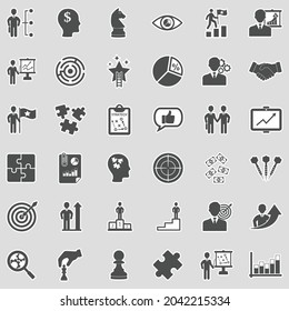 Strategy Icons. Sticker Design. Vector Illustration.