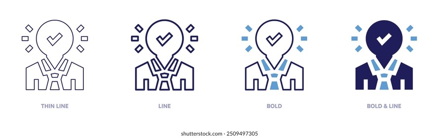 Strategy idea icon in 4 different styles. Thin Line, Line, Bold, and Bold Line. Duotone style. Editable stroke.