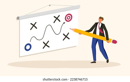 Strategy illustration man hold pen