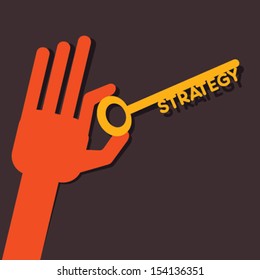 strategy key in hand stock vector