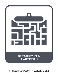 strategy in a labyrinth icon vector on white background, strategy in a labyrinth trendy filled icons from Startup stategy and success collection, strategy in a labyrinth simple element illustration