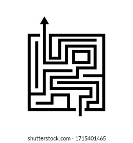 Strategy in a labyrinth vector icon illustration. problem sign. brainstorming symbol.