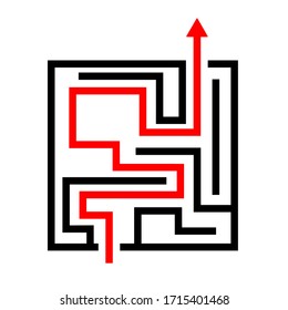 Estrategia en una ilustración de icono de vector laberíntico. signo de problema. símbolo de lluvia de ideas.