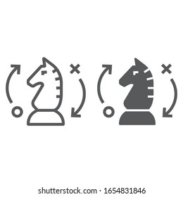Strategy line and glyph icon, business and chess, chess horse sign, vector graphics, a linear pattern on a white background, eps 10