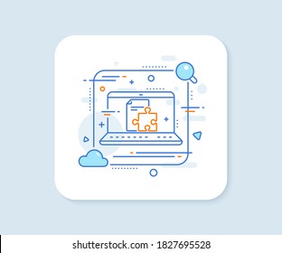 Icono de línea de estrategia. Botón vector abstracto. Signo de instrucción técnica. Icono de línea de estrategia. Insignia de concepto de portátil. Vector