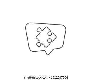 Strategy line icon. Chat bubble design. Puzzle symbol. Logical knowledge sign. Outline concept. Thin line strategy icon. Vector