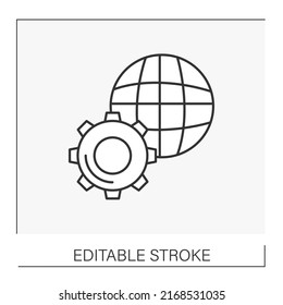  Strategy line icon. Cogwheel and business configurations. Business concept. Isolated vector illustration. Editable stroke