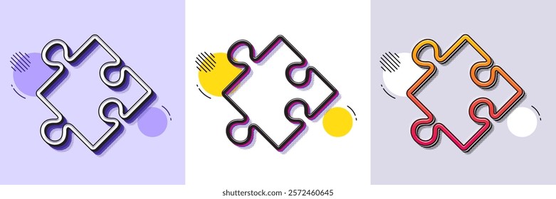 Strategy line icon. Halftone dotted pattern. Gradient icon with grain shadow. Puzzle symbol. Logical knowledge sign. Line strategy icon. Various designs. Vector