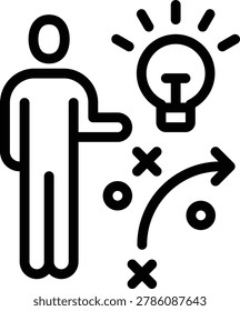 strategy Line Icon logo Vector Illustration Lightbulb,Tactical Flowchart,x o
