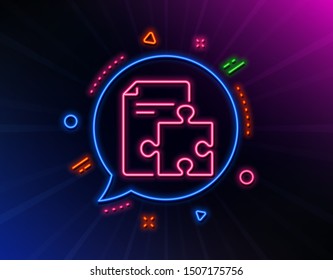 Strategy line icon. Neon laser lights. Technical instruction sign. Glow laser speech bubble. Neon lights chat bubble. Banner badge with strategy icon. Vector