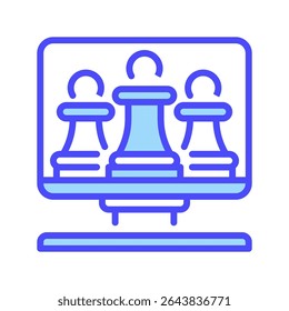 Strategy Line Icon, Outline Symbol for Planning Process, Business Vision, Tactical Execution, Competitive Advantage, and Goal Setting. Vector Sign Icon.