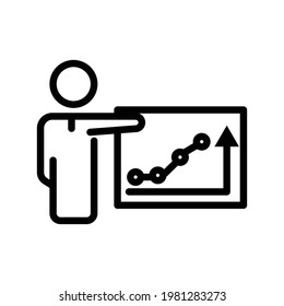 Strategy line icon. people and chart icon. Business symbol. simple illustration. Editable stroke. Design template vector