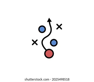 Icono de línea de estrategia. Símbolo vectorial en estilo plano y a la moda sobre fondo blanco. El negocio canta por el diseño.