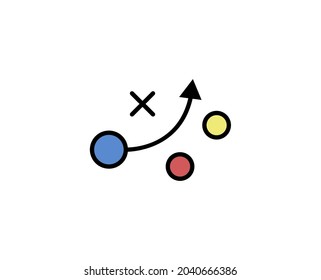 Icono de línea de estrategia. Símbolo vectorial en estilo plano y a la moda sobre fondo blanco. El negocio canta por el diseño.
