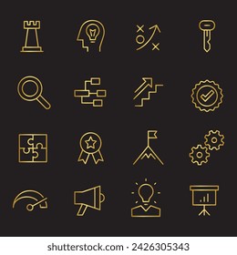 Línea de estrategia Iconos de diseño vectorial