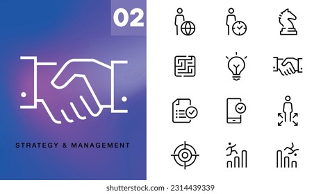 Symbol für das Strategiemanagement-Konzept festlegen Strich-Symbol
