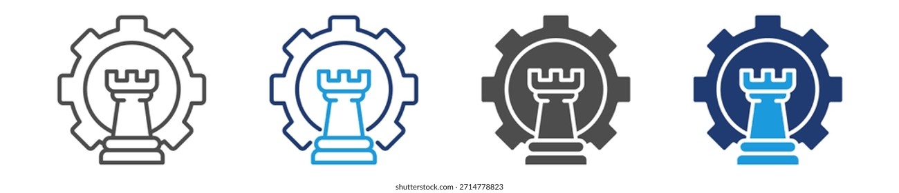 Conjunto de iconos de administración de estrategia de varios estilos