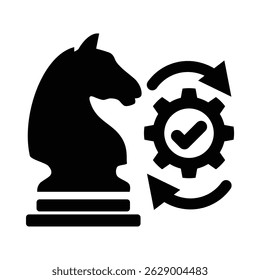 El icono de Gestión de Estrategia es un símbolo visual que representa el proceso de planificación a largo plazo, toma de decisiones estratégicas y gestión de la dirección de una organización.