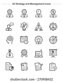 Strategy and Management Icons Set, line icon, Vector illustration