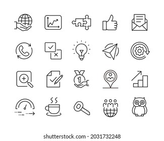 Strategy and Management Icons - Vector. Editable Stroke. Vector Graphic