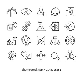 Strategy Management Icons - Vector Line. Editable Stroke.  - Shutterstock ID 2148116251