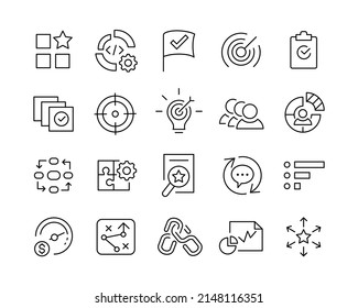 Strategy Management Icons - Vector Line. Editable Stroke. 