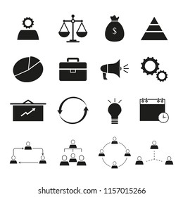 Strategy and managment icons set