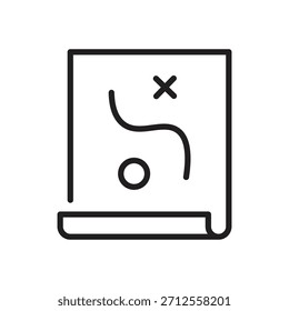 Icono de línea negra del mapa de estrategia. Signo de Plan estratégico. Carretera, mapa de ubicación. Símbolo de planificación. Negocio, marketing, concepto de trabajo en equipo. Trazo editable. Ilustración vectorial. Diseño plano.