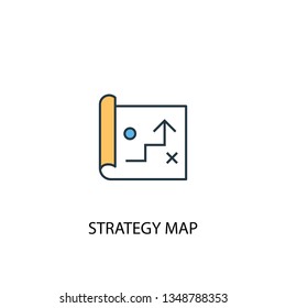 strategy map concept 2 colored line icon. Simple yellow and blue element illustration. strategy map concept outline symbol design