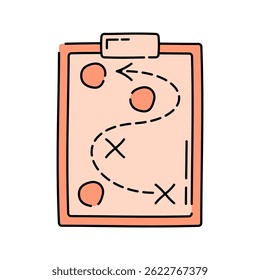 Mapa de Estratégia Estilo Doodle, plano de rota na área de transferência, ótimo para visualizar o planejamento estratégico ou direção de negócios.