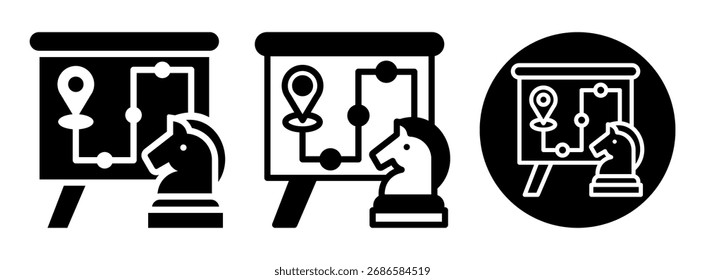 Strategy Map Icon Collection Glyph and Mixed Vector Illustration