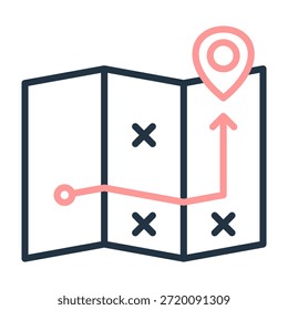 Ilustración vectorial de diseño de color de línea de icono de mapa de estrategia