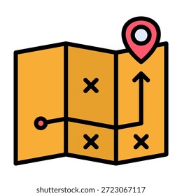 Icono de mapa de estrategia Ilustración vectorial de diseño de color lineal