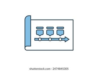 Icono de mapa estratégico. Icono relacionado con el Plan de acción. Adecuado para Sitio web, App, interfaces de usuario, imprimible, etc. Estilo de ícono de línea plana. Diseño de Vector simple editable