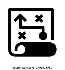 Icono de línea de mapa de estrategia, símbolo de esquema para planificación empresarial, Alineación objetiva, estructuración de objetivos, seguimiento del rendimiento y dirección organizativa. Icono de signo de Vector.
