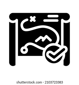 strategy, map or route compliance glyph icon vector. strategy, map or route compliance sign. isolated contour symbol black illustration