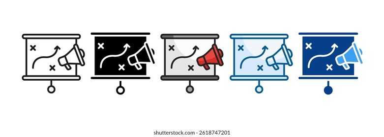 Conjunto de iconos de marketing de estrategia Colección de estilos múltiples