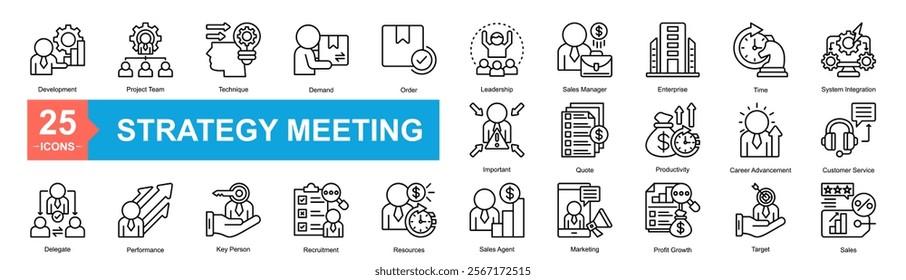 Strategy Meeting Icon Development, Delegate, Important, Project Team, Technique, Demand, Order, Leadership, Sales Manager, Enterprise, Time, System Integration, Performance, Key Person, Recruitment