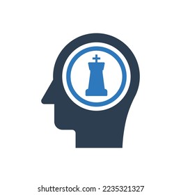 strategy mind icon and chess sign symbol