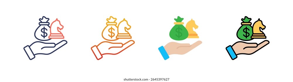 Estrategia Multi Style Icon Set Vector